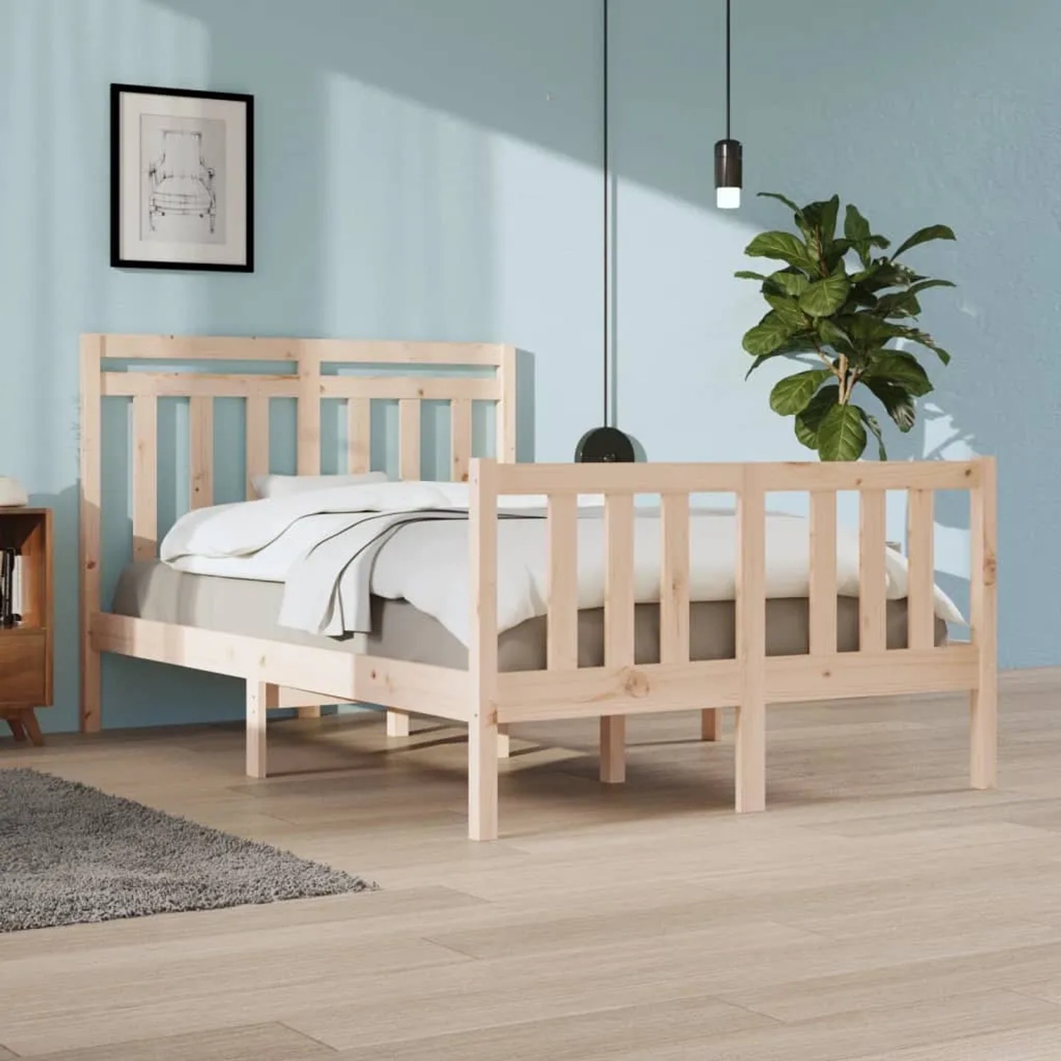 vidaXL Massivholzbett, 120x190 cm, Kiefernholz, Doppelbett, mit Lattenrost und Kopfteil.