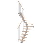 Dolle Mittelholmtreppe Dublin, Buche perlgrau, 1/4 gewendelt, mit Geländer.