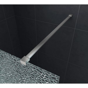 Glasdeals Walk-In Duschwand 120x200 cm mit Crushed-Glas Optik und Haltestange.
