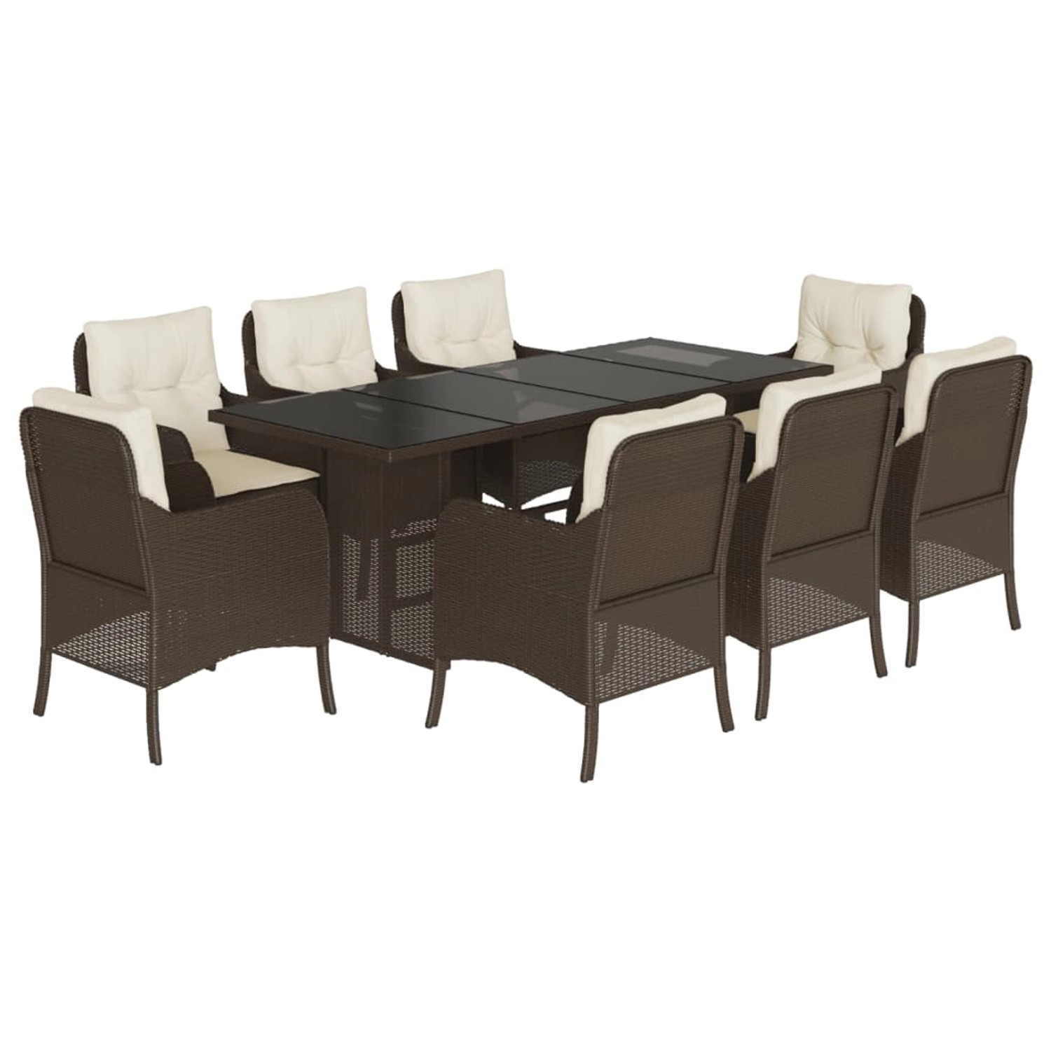 vidaXL 9-Tlg Garten-Essgruppe mit Kissen Braun Poly Rattan 3211883 günstig online kaufen