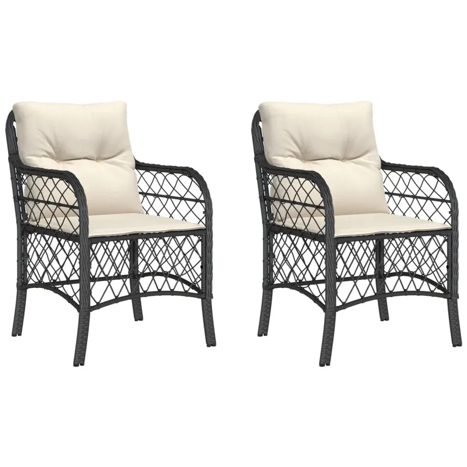 Furnicato Gartenstuhl Schwarz 58 5x67x86 Cm Cremeweiß Kissen
