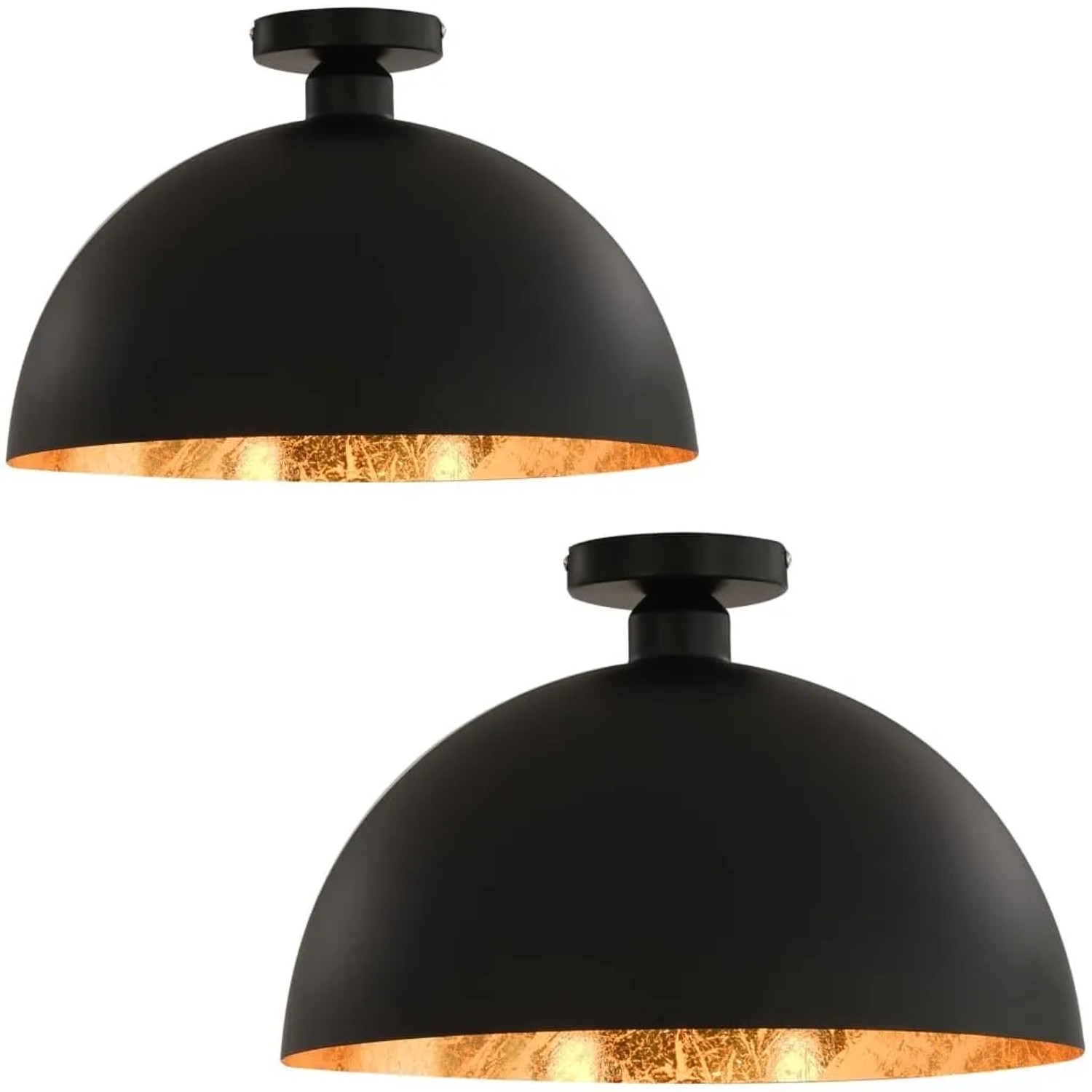 vidaXL Deckenleuchten 2 Stk Schwarz und Gold Halbkugelförmig E27 50873