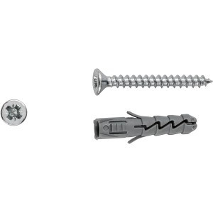 LUX Spreizdübel 5x25 mm mit Schrauben, 20er-Set für Beton und Ziegel, Detailansicht.