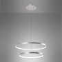 Moderne Just Light Pendelleuchte Circle in Silber, Ø 50 cm, mit zwei Leuchtringen.