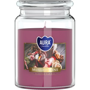 Duftkerze Glühwein im Glas mit Deckel, Ø 14cm. Winterliche Deko für gemütliche Stunden.