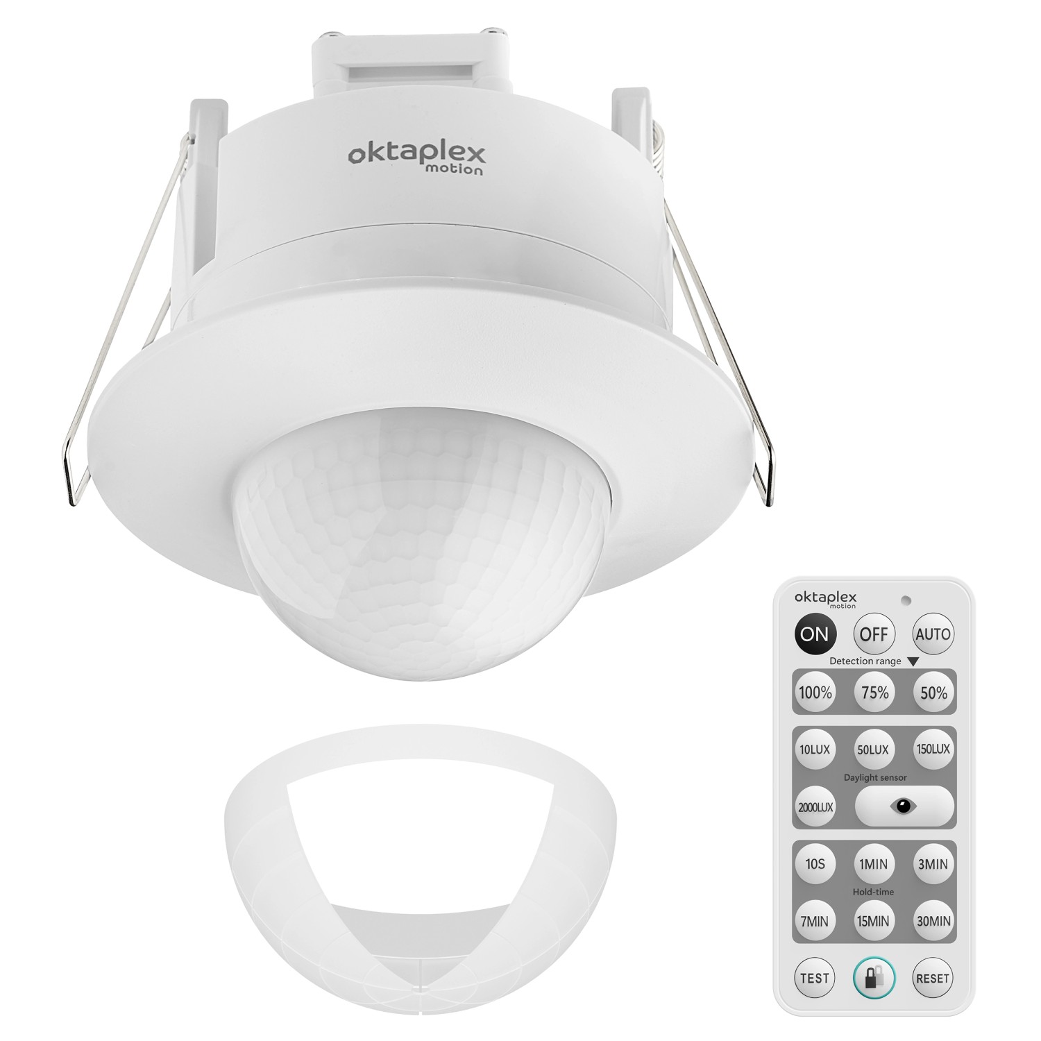 Oktaplex Sam Bewegungsmelder 360° mit Fernbedienung PIR Sensor Unterputz Weiß