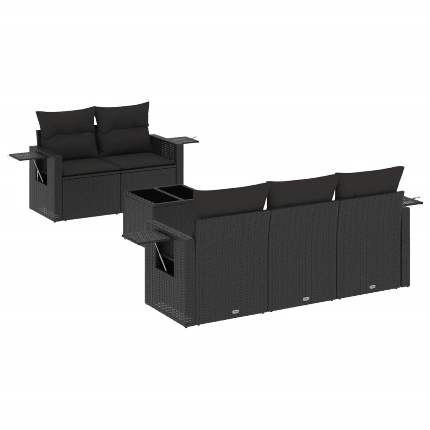 vidaXL 6-tlg Garten-Sofagarnitur mit Kissen Schwarz Poly Rattan Modell 201 günstig online kaufen