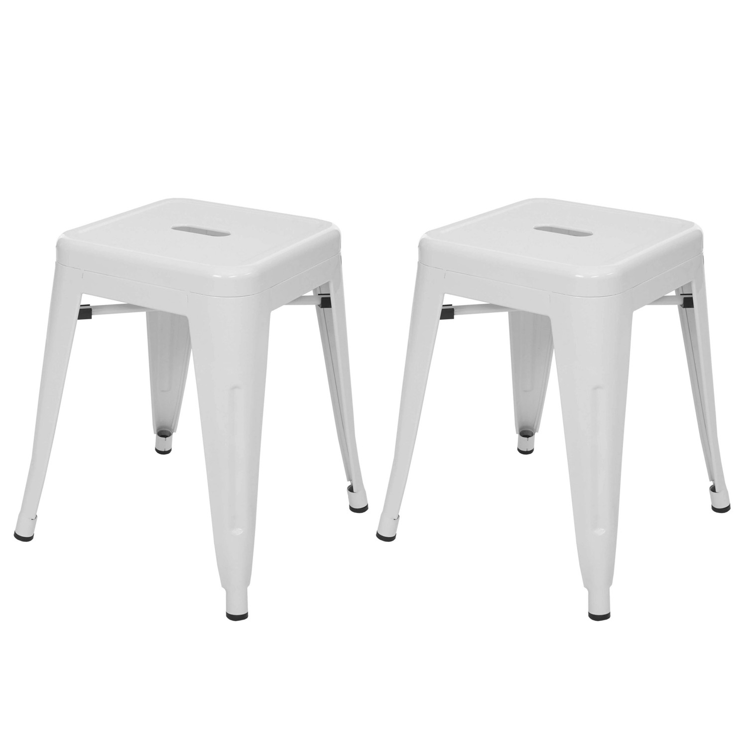 PROREGAL 2er-Set Hocker Sitzhöhe 46cm Metall Industriedesign Stapelbar Weiß günstig online kaufen