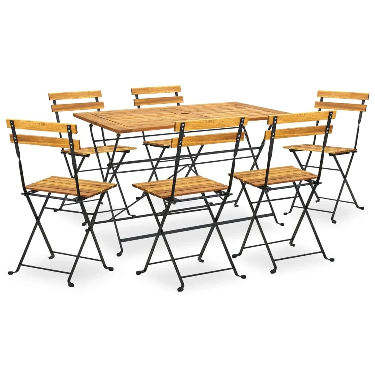 vidaXL 7-Tlg Garten-Essgruppe Klappbar Akazie Massivholz 3058156