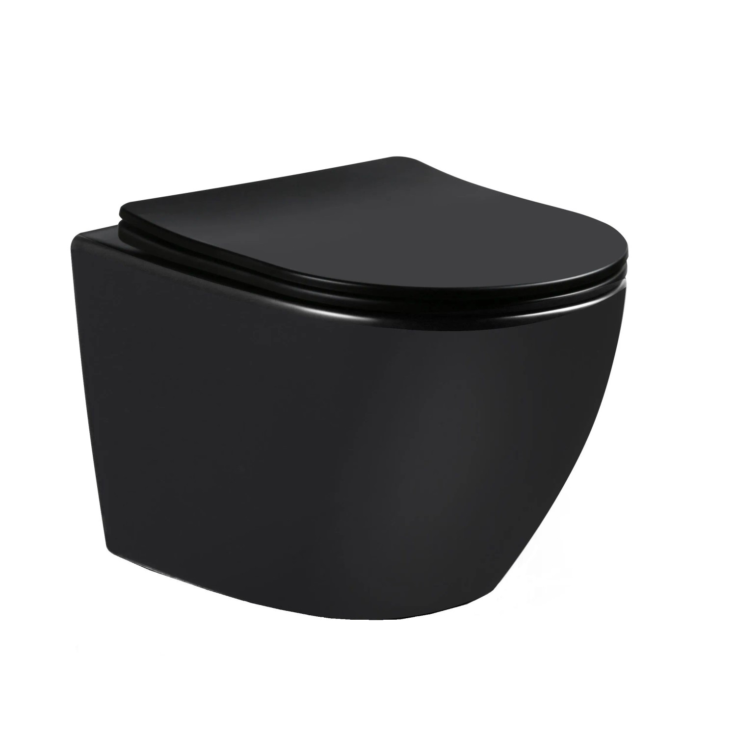 BÄDER BOUTIQUE Wand WC Spülrandlos Schwarz Matt Kurze Ausladung SoftClose TakeOff WC-Sitz
