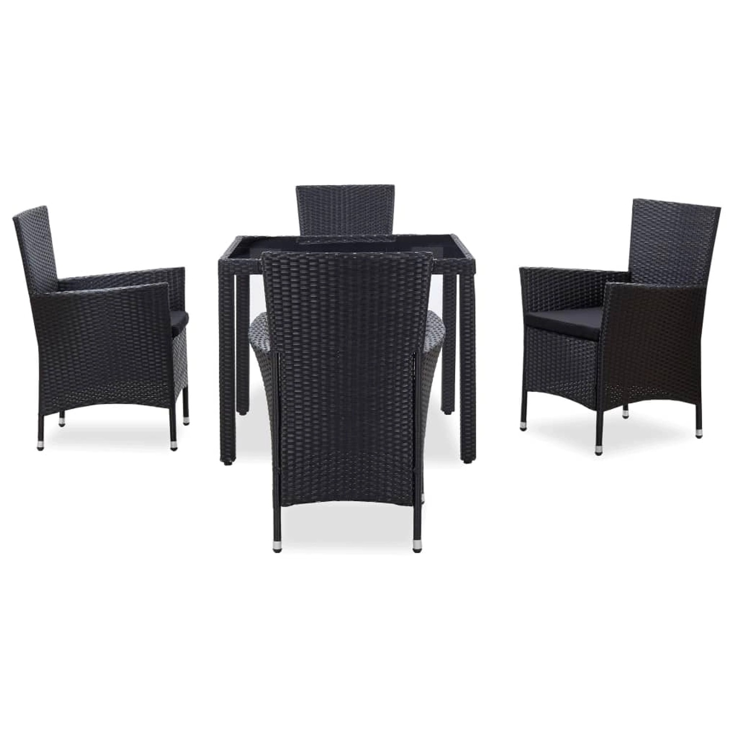 5-tlg. Garten-essgruppe Poly Rattan Schwarz günstig online kaufen