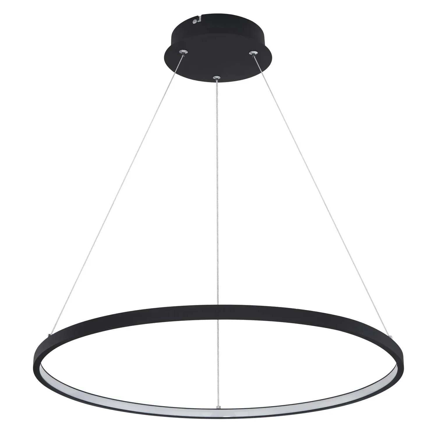 Moderne, schwarze LED-Hängeleuchte Ralph, Ø 60 cm. Runde Pendelleuchte für Wohn- und Esszimmer.