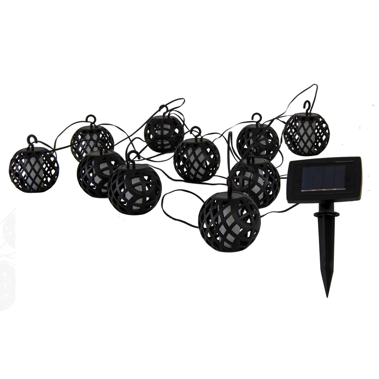 Näve LED-Solar-Kugel-Lichterkette Fogo Schwarz 10 cm x 485 cm x 7 cm günstig online kaufen