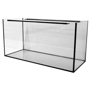 Leeres Nuber Aquarium, 100x40x50 cm, aus Glas mit schwarzen Silikonverbindungen.