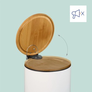 Relaxdays Kosmetikeimer Eisen Bambus Kunststoff Weiß Softclose 26 cm x 20,5 cm x 25 cm 0,9 kg