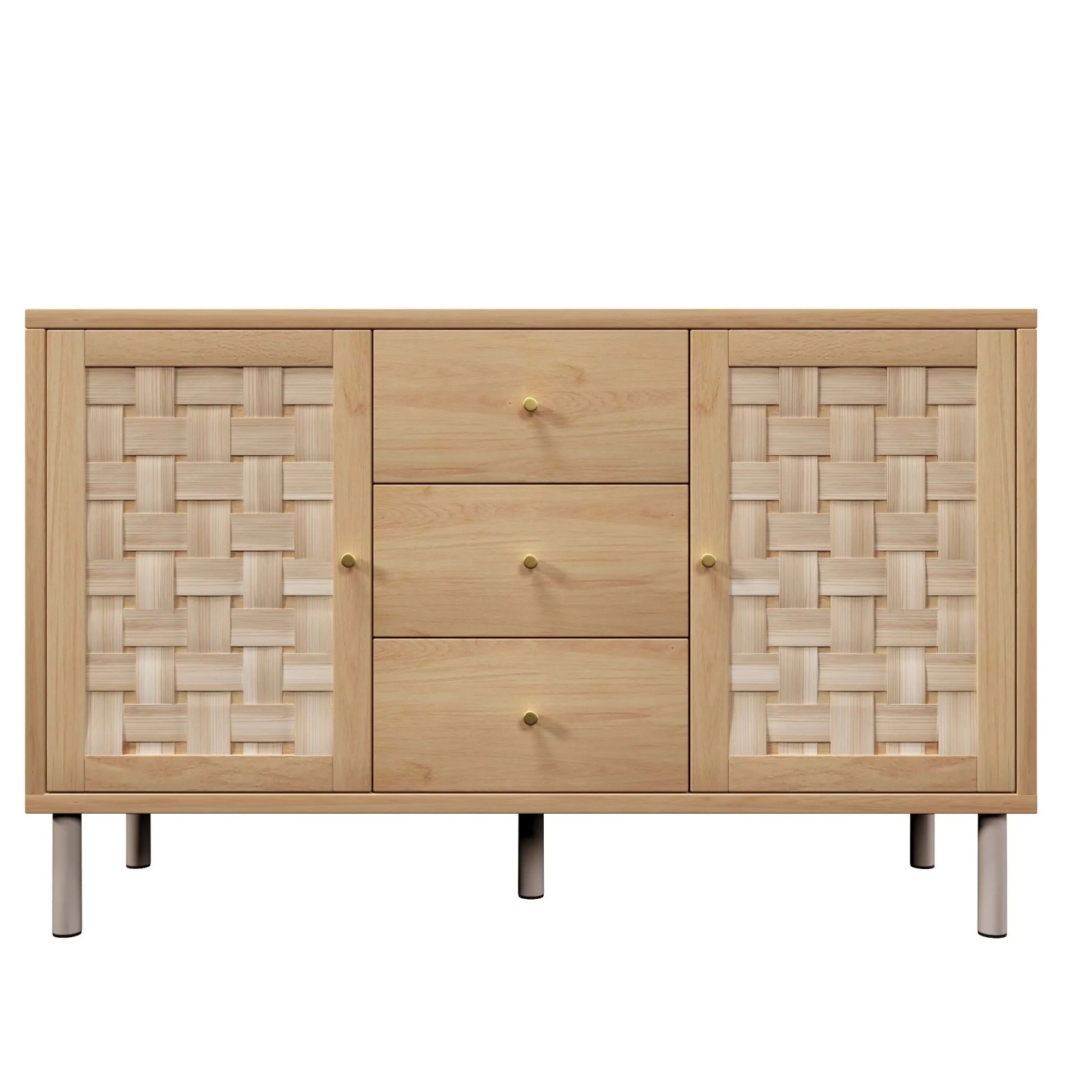 Merax Kommode 120x40x75cm 3 Schubladen Eiche