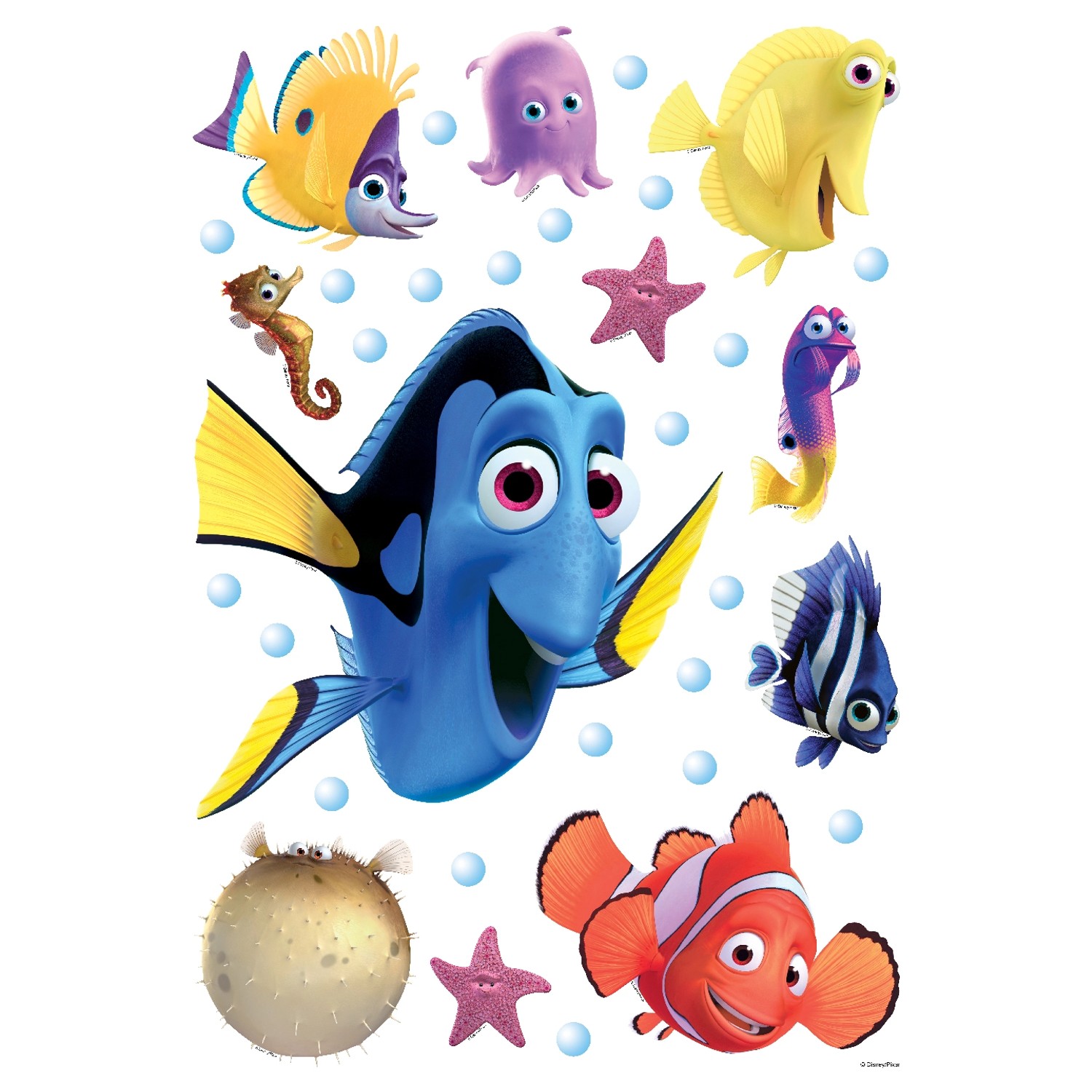 Disney Wandtattoo Findet Dorie Blau Gelb und Orange 42,5 x 65 cm 600113 günstig online kaufen