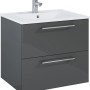 Maximus Waschbeckenunterschrank Stylo, Anthrazit, 60 cm mit zwei Schubladen und Aufsatzwaschbecken.