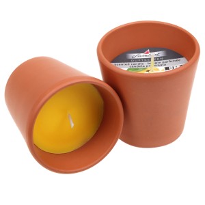 Steinhart Duftkerze Citronella im Terra-Topf, gelbes Wachs. Duftkerzen für Innen- und Außenbereich.