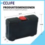 Schwarzer CCLIFE Kunststoffkoffer mit rotem Verschluss für 7-teiliges Schlagschrauber Nuss Set, Maße 22x14x5 cm.