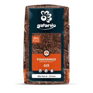 Galamio Pinienrinde Mix Fein, 60l Sack auf Palette. Dekorative Bodenabdeckung für den Garten.