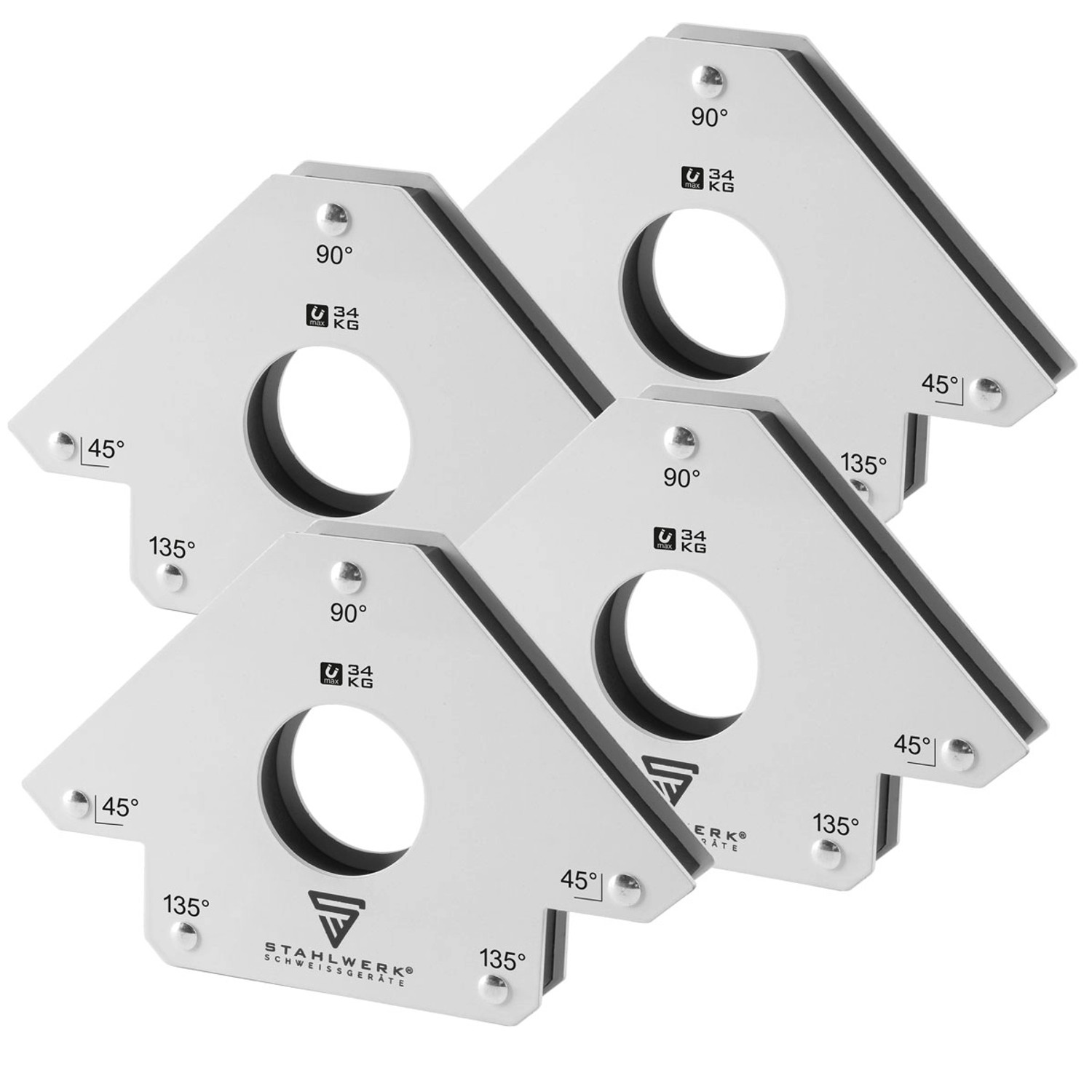 STAHLWERK Magnet-Schweißwinkel 45 X 90 X 135 Grad 34 kg 75 lbs 4er Set