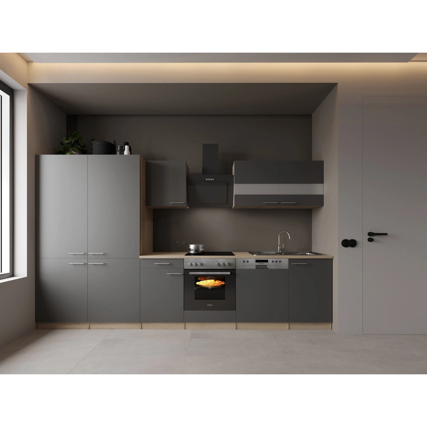 Respekta Merle Küchenblock 340 cm French Door Optik Grau