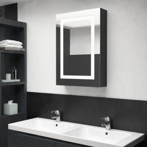 vidaXL LED-Spiegelschrank, glänzend schwarz, 50x13x70 cm, mit LED-Rahmen für Badezimmer.