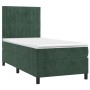 Dunkelgrünes vidaXL Boxspringbett mit Matratze, Samtbezug, Kopfteil und weißem Topper.
