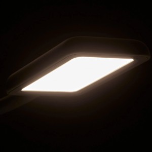 Schwarze LED Bettleuchte FIORE mit flexiblem Arm und Touchsensor.