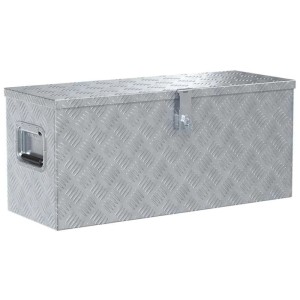 DELUKE Aluminiumbox Mit Deckel Abschließbar Alubox Deichselbox Alu Anhängerbox Werkzeugkiste Transportbox Metallkiste 80x30x35cm Silber