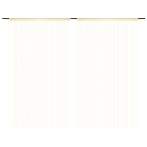 Zwei cremefarbene Fadenvorhänge (140x250 cm) als Fenstervorhang oder Raumteiler.