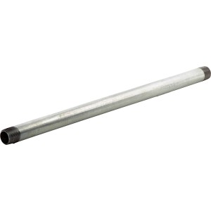 Temperguss Fitting, 21 mm x 400 mm, verzinkt, mit Außengewinde für Rohrverbindungen.