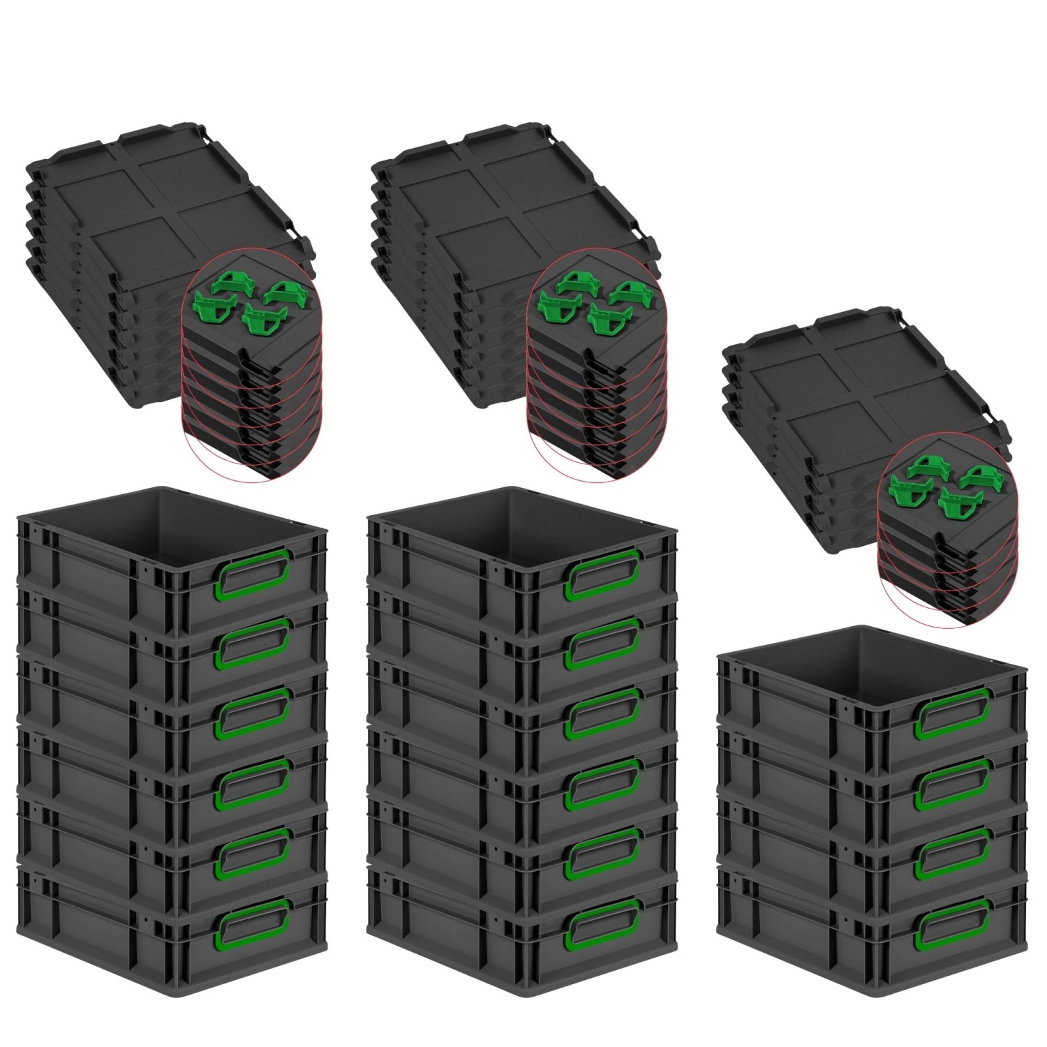 PROREGAL SuperSparSet 16x Eurobox Nextgen Color Mit Auflagedeckel HxBxT 12x günstig online kaufen