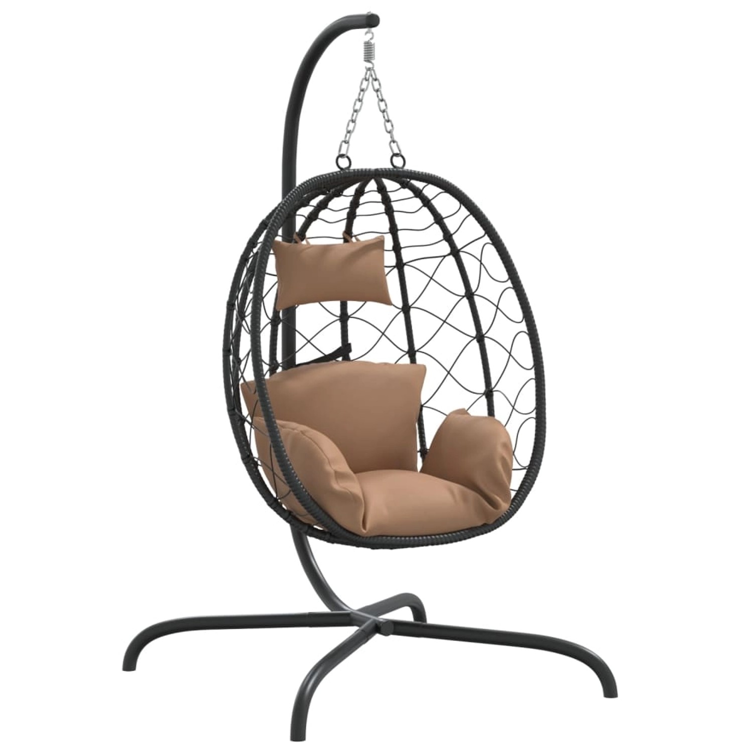 vidaXL Hängesessel Ei mit Kissen Taupe Poly Rattan & Stahl 1629489 günstig online kaufen