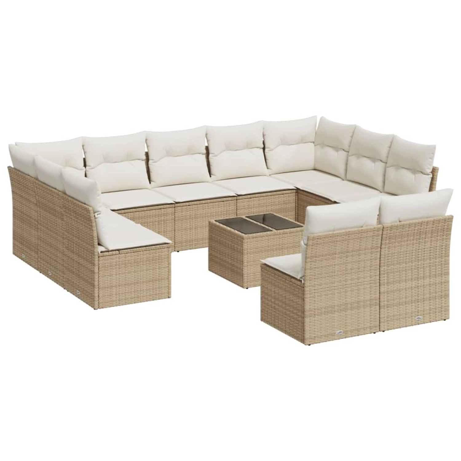 vidaXL 12-Tlg Garten-Sofagarnitur mit Kissen Beige Poly Rattan 3250197 günstig online kaufen