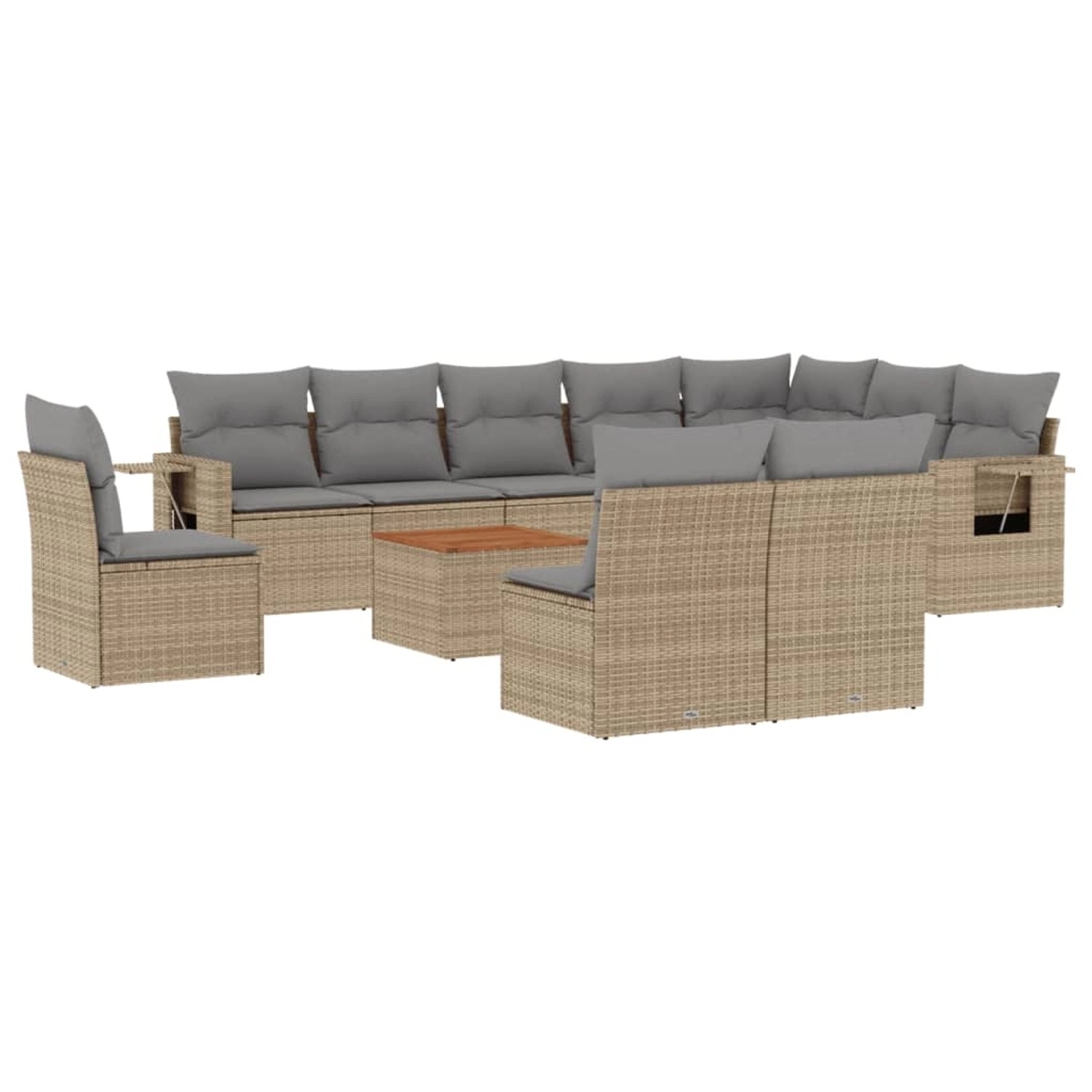 vidaXL 11-Tlg Garten-Sofagarnitur mit Kissen Beige Poly Rattan 3256948 günstig online kaufen