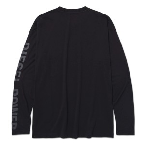 Schwarzer CAT-Pullover aus Baumwolle mit Rundhals und "Diesel Power" Print am Ärmel. Ideal für Arbeitskleidung.