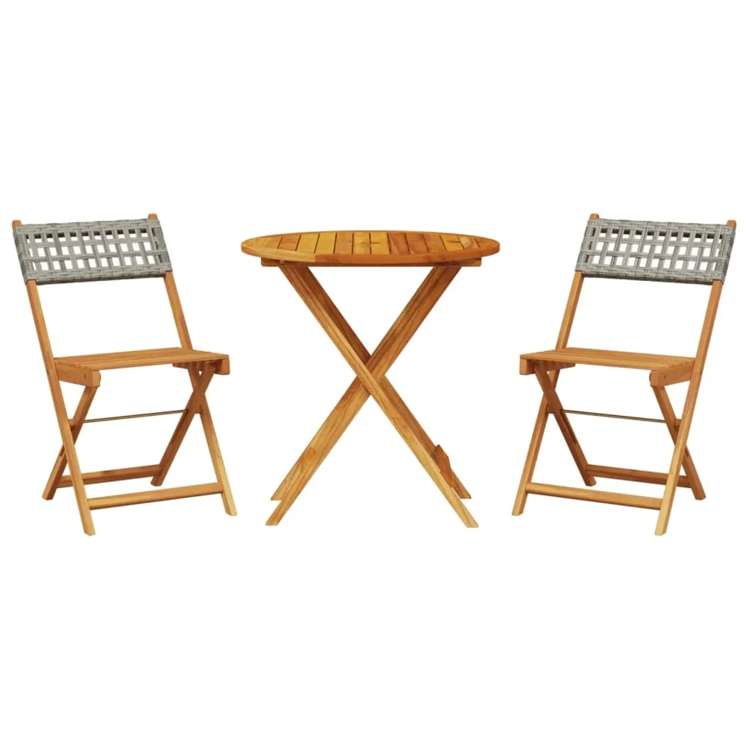 vidaXL 3-tlg Bistro-Set Grau Poly Rattan und Massivholz Modell 1 günstig online kaufen