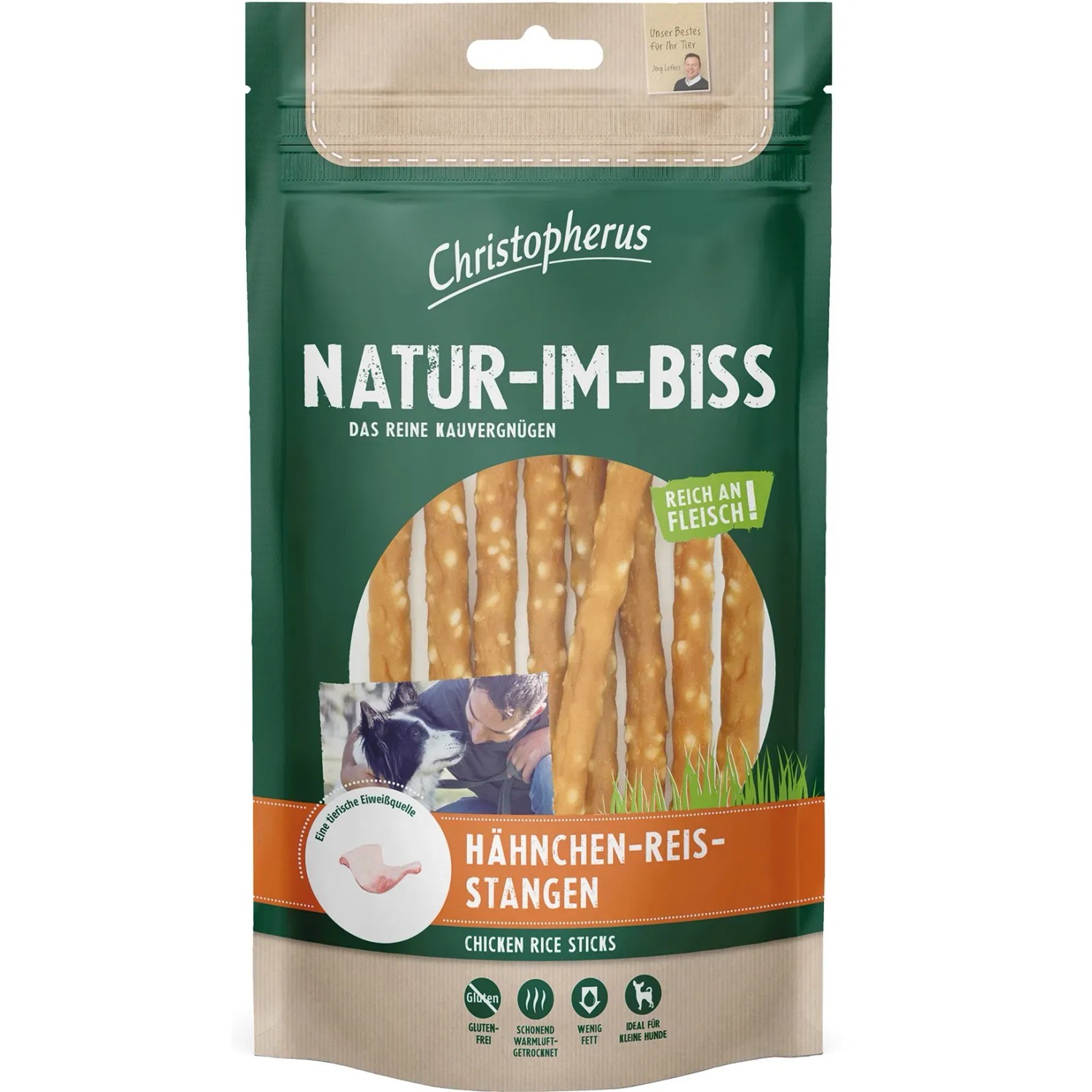 Christopherus Hunde-Belohnungssnacks Hähnchen-Reis-Stangen 70 g