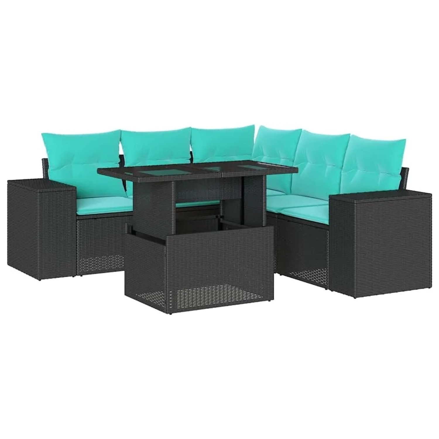 vidaXL 6-Tlg Gartensofa-Set mit Kissen Schwarz Polyrattan 3269157 günstig online kaufen