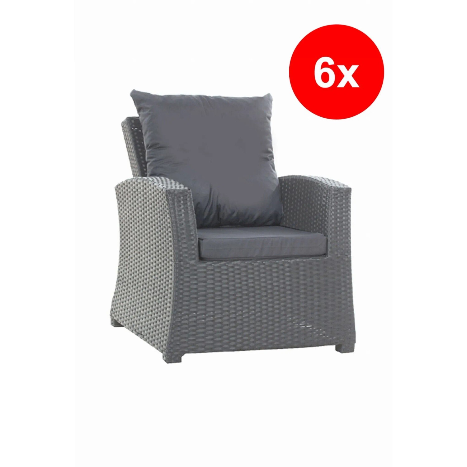 Setgarden Mix 6er Set Sitzkissen Für Polyrattan Sessel 50x52x7 Sitz + 50x56 cm Rückenlehne 1tlg Anthrazit_5