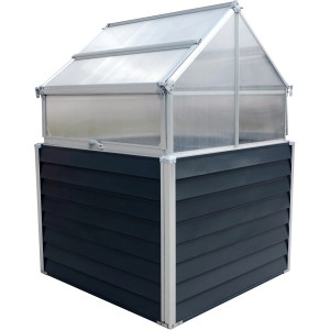 Westmann Metall-Hochbeet Store & Grow mit Dach und Stauraum, 120x120x169cm.