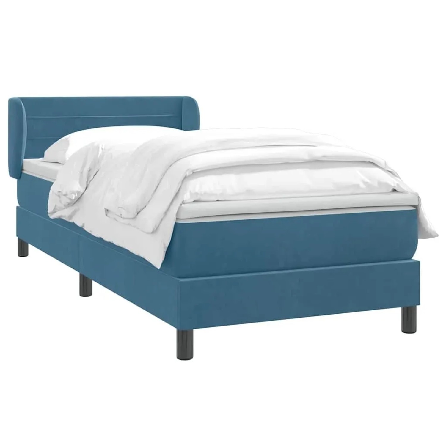 vidaXL Boxspringbett mit Matratze Dunkelblau 80x210 cm Samt 3317593