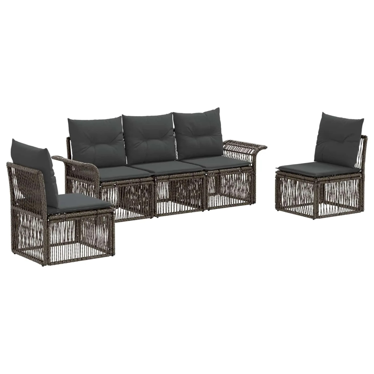 vidaXL Gartensofa-Set 5-Tlg Grau Poly-Rattan 3434786