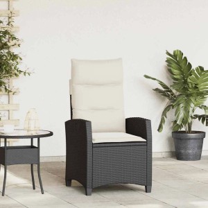 vidaXL Gartensessel mit Beistelltisch Verstellbar Schwarz Poly Rattan 4108270