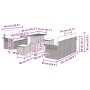Graues 8-tlg. vidaXL Garten-Sofa-Set aus Poly Rattan mit höhenverstellbarem Tisch und Hockern.