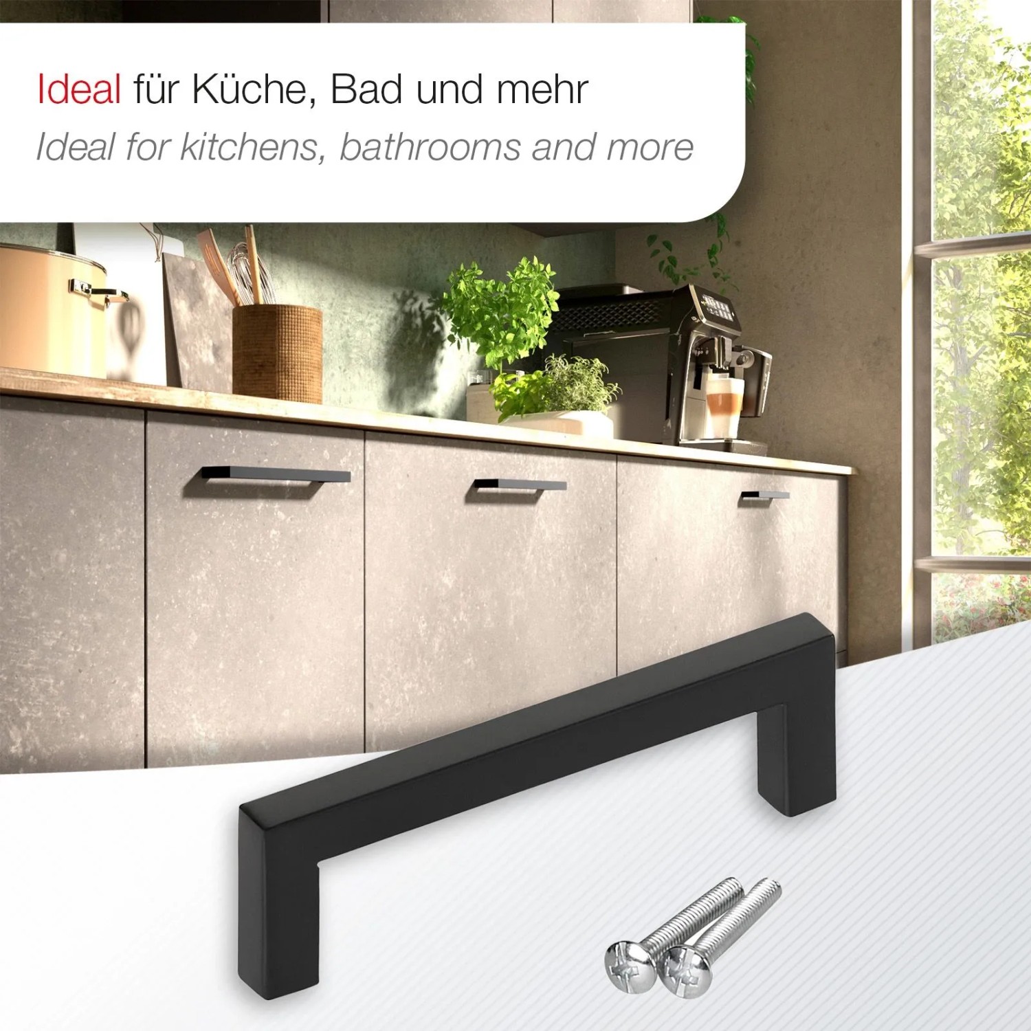 SOTECH Stangengriff E8 BA 128 mm Echt Edelstahl SS201 Schwarz_3