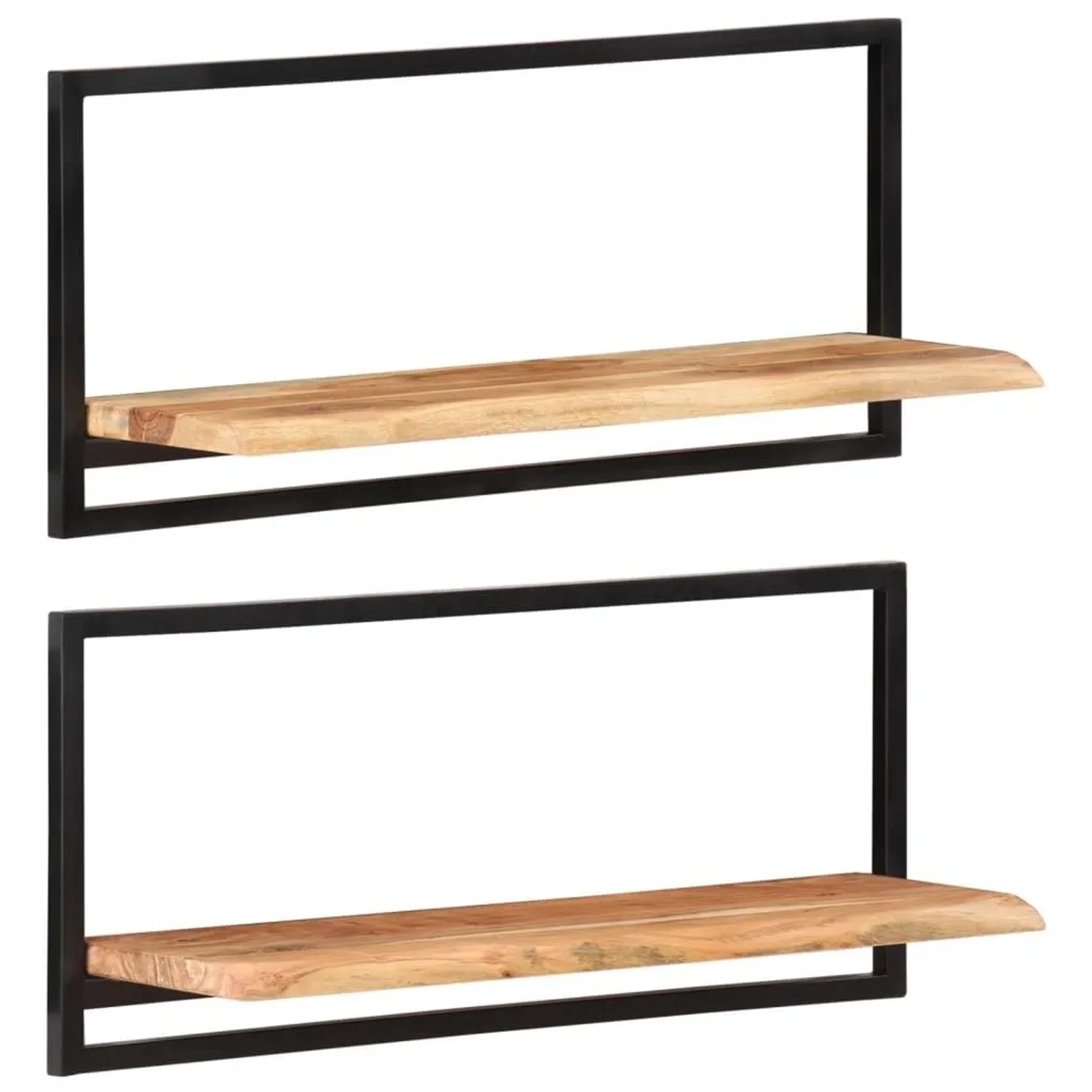 vidaXL Wandregale 2 Stk 80x25x35 cm Massivholz Akazie und Stahl 338458