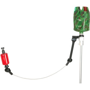 Westline Hängebissanzeiger Rot mit Bissanzeiger in Tarnfarben und rotem Bissanzeiger. Ideal zum Angeln.